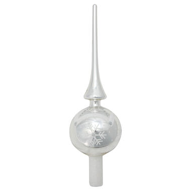 Bellatio Decorations Kerstboompiek - 28 cm - sneeuwvlok - zilver product