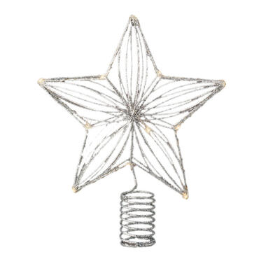 Decoris Kerstboompiek - 25 cm - LED - ster - warm wit product