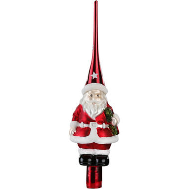 Inge Christmas goods Kerstboompiek - 28 cm - kerstman - glas product