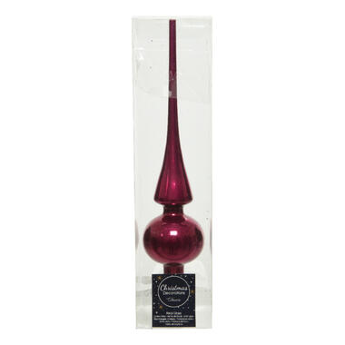 Decoris Kerstboompiek - 26 cm - glas - framboos roze product