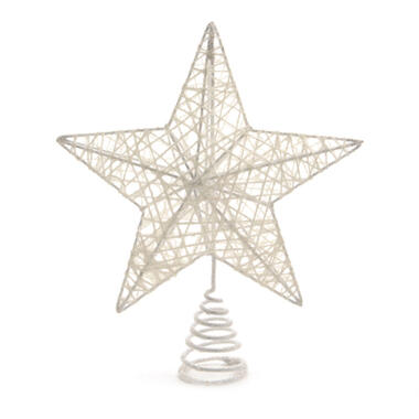 Decoris Kerstboompiek - 23 cm - ster - kunststof - wit product