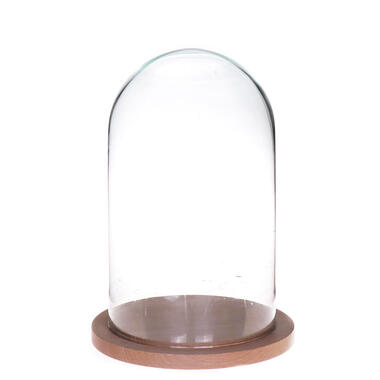 Decoratie stolp - glas op houten plateau - 14 x 25 cm product