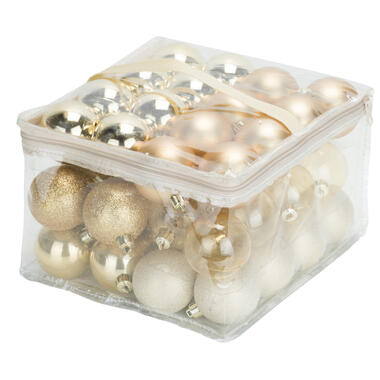 Cosy & Trendy kerstballen - 48x - goud - 6 cm - in opbergtas product