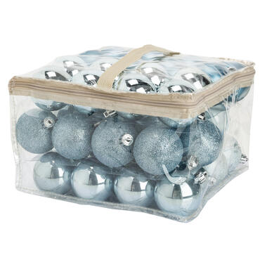 Cosy & Trendy Kerstballen - 48 stuks - ijsblauw - in opbergtas - 6 cm product