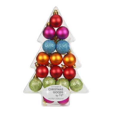 Inge goods Kerstballen - 17 stuks - mix - gekleurd - kunststof - 3 cm product