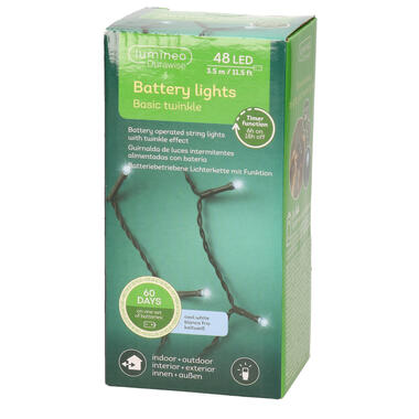 Lumineo kerstverlichting - batterij - 48 led lampjes - helder wit - 400 cm product