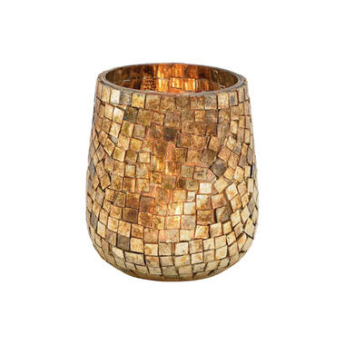 Bellatio design Waxinelichthouder - glas - mozaiek patroon - 11 cm product