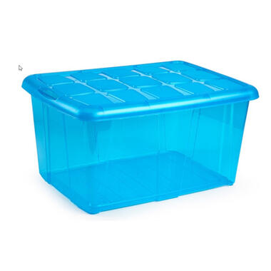 Forte Plastics Opbergbox - deksel - blauw - 60 l - 63 x 46 x 32 cm product