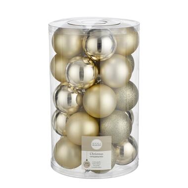 House of Seasons Plastic Kerstballen Set - 25 Stuks - Ø8cm - Champagne product