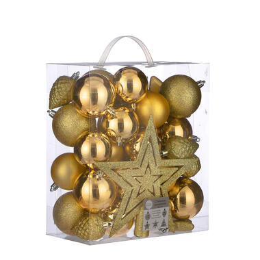 House of Seasons Kerstballen Set Onbreekbaar 40 Stuks Geel product