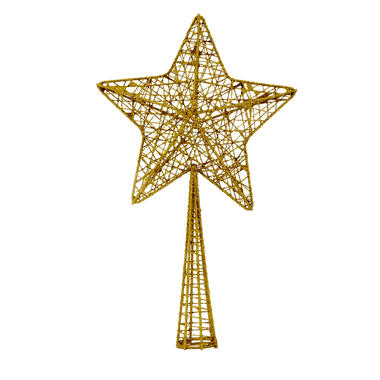 Cosy & Trendy Kerstboompiek - glitter - ster - goudkleurig - 28 cm product