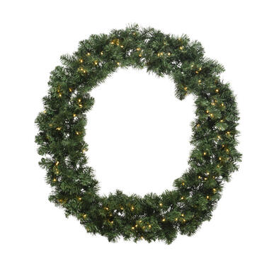 Decoris Kerstkrans - groen - warm wit verlichting - timer - 50 cm product