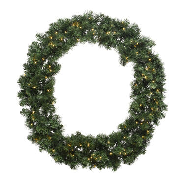 Decoris Kerstkrans - groen - warm witte verlichting - timer - 60 cm product