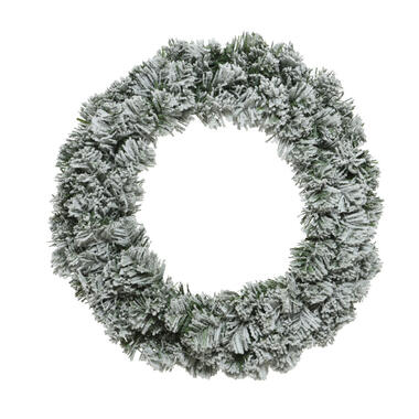Decoris Kerstkrans - groen - met nepsneeuw - 35 cm product