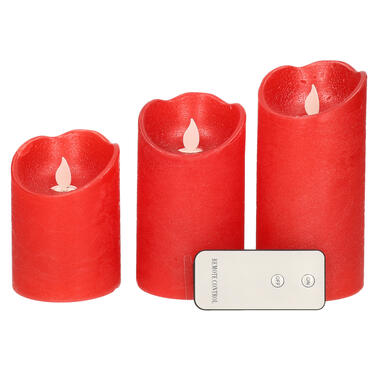 Lumineo Stompkaarsen - LED - 3 stuks - rood - met afstandsbediening product