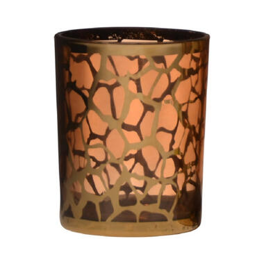 Bellatio design Waxinelichthouder - giraffe print - glas - 10 cm product