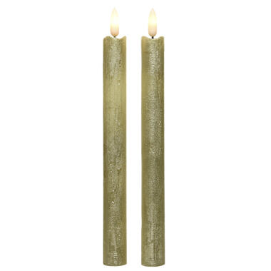 Lumineo Dinerkaarsen - 2 stuks - LED - glitter - goud - 24 cm product