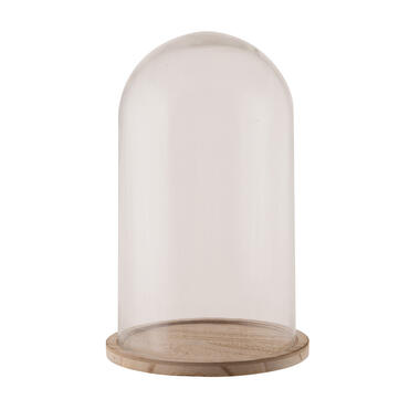 Bellatio design Stolp - glas - houten plateau - 28 x 18 cm product