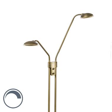 QAZQA Moderne vloerlamp brons met leeslamp incl. LED - Eva product