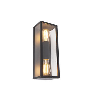 QAZQA IndustriÃ«le wandlamp zwart 38 cm 2-lichts IP44 - Charlois product