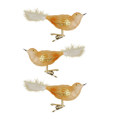 Bellatio decorations Kersthangers - 3x - vogels - glas - clip - 11 cm product