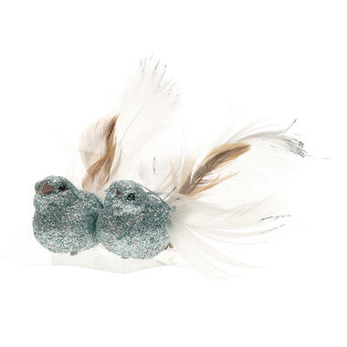 Cosy @ Home Kersthangers - vogel - ijsblauw - 2 stuks - 11 cm product