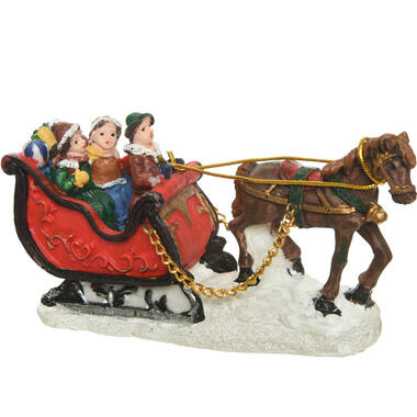 Lumineo kerstdorp figuur - slee met paard - 12 cm product