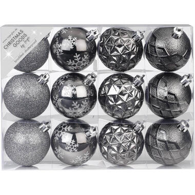 Inge Christmas Goods Kerstballen - 12 stuks - antraciet - 6 cm product