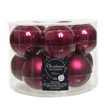 Decoris Kerstballen - 10 stuks - framboos roze - glas - 6 cm product