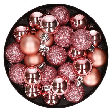 Cosy & Trendy Kerstballen - 20 stuks - roze - mat/glans - 3 cm product