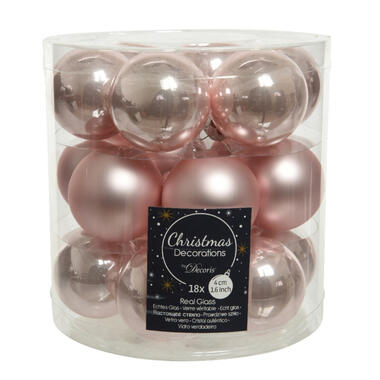 Decoris Kleine kerstballen - 18x - lichtroze - D4 cm - glas product