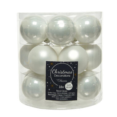 Decoris Kleine kerstballen - 18x - wit - D4 cm - glas product