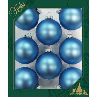 Krebs Kerstballen - 8 stuks - velvet blauw - glas - 7 cm product