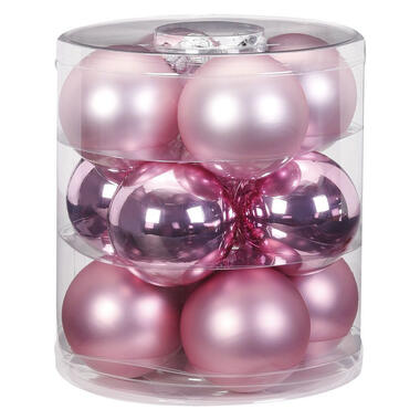 Inge Christmas Goods Kerstballen - 12 stuks - roze - 8 cm product