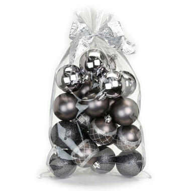 Inge Christmas Goods Kerstballen - 20 stuks - zwart/antraciet - 6 cm product