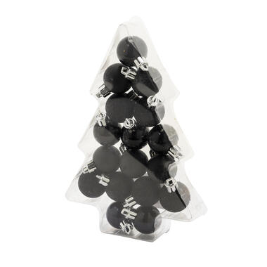 Cos & Trendy Kerstballen - 17 stuks - zwart - 3 cm product