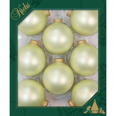 Krebs kerstballen - 8x st - vanille lichtgeel - 7 cm - glas product