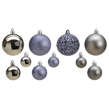 Kerstballen - 100-delig - grijs - kunststof product