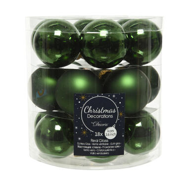 Decoris Kleine kerstballen - 18x - donkergroen - D4 cm - glas product