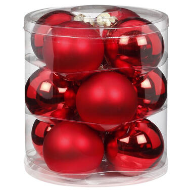 Inge Christmas Goods Kerstballen - 12 stuks - rood - 8 cm product