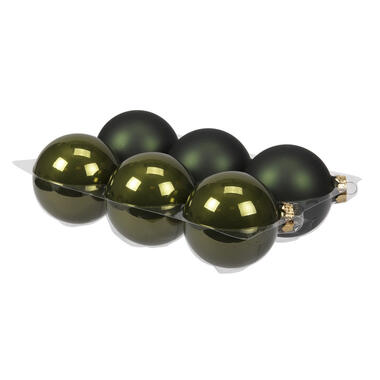 Othmar Decorations Kerstballen - 6 stuks - olijfgroen - 8 cm product