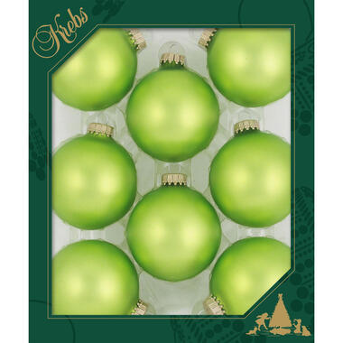 Krebs kerstballen - 8x - parrot velvet groen kleur - D7 cm - glas product