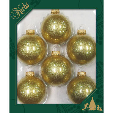 Krebs kerstballen - 8x st - goud sparkle - 7 cm - glas product