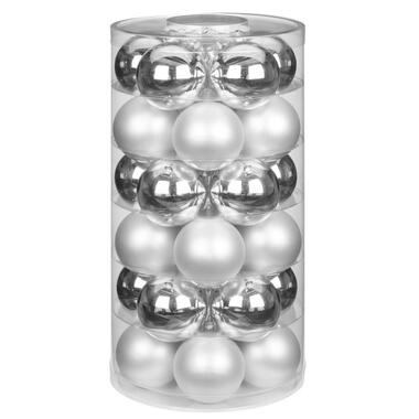 Inge Christmas Kerstballen - 30x st - glas - zilver - 6 cm product