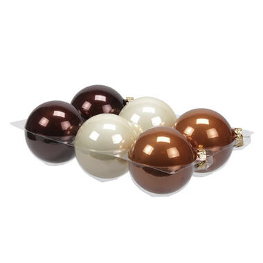 Othmar Decorations Kerstballen - 6 stuks - natuurtinten - 8 cm product