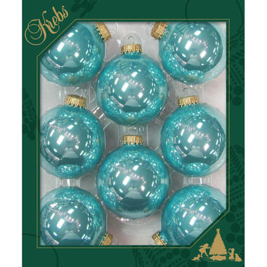 Krebs Kerstballen - 8 stuks - glas - blauw - 7 cm product