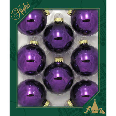 Krebs Kerstballen - 8 stuks - paars - glas - 7 cm product