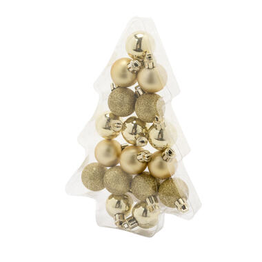 Cos & Trendy Kerstballen - 17 stuks - goud - 3 cm product