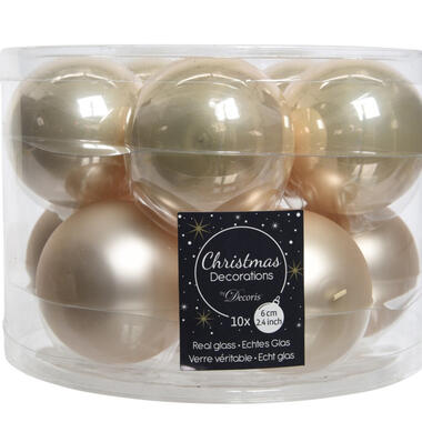 Decoris Kerstballen set - 10x - parel kleur - glas - 6 cm product