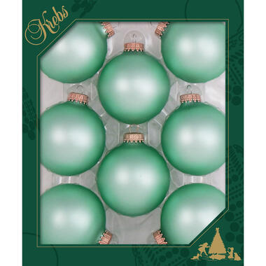 Krebs Kerstballen - 8 stuks - velvet groen - glas - 7 cm product